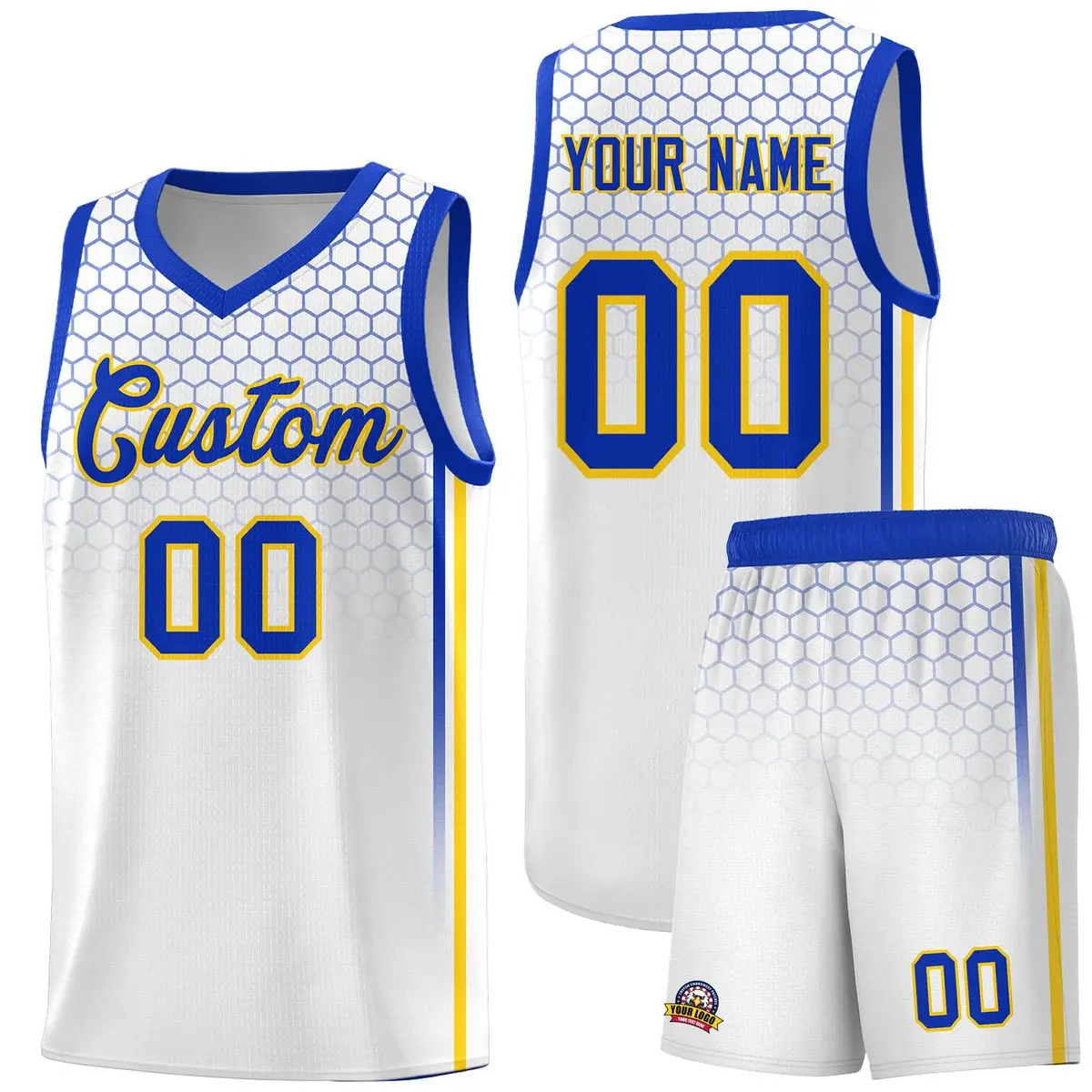 White Honeycomb Pattern Sports Uniform Basketball Jersey