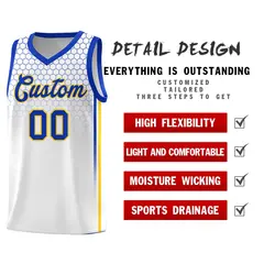 White Honeycomb Pattern Sports Uniform Basketball Jersey 2
