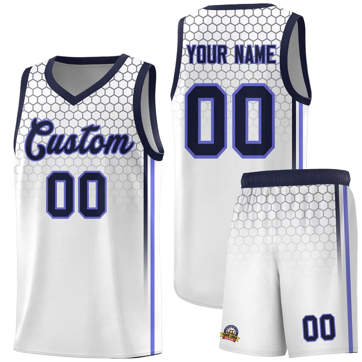 White Honeycomb Pattern Sports Uniform Basketball Jersey