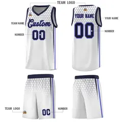 White Honeycomb Pattern Sports Uniform Basketball Jersey 5