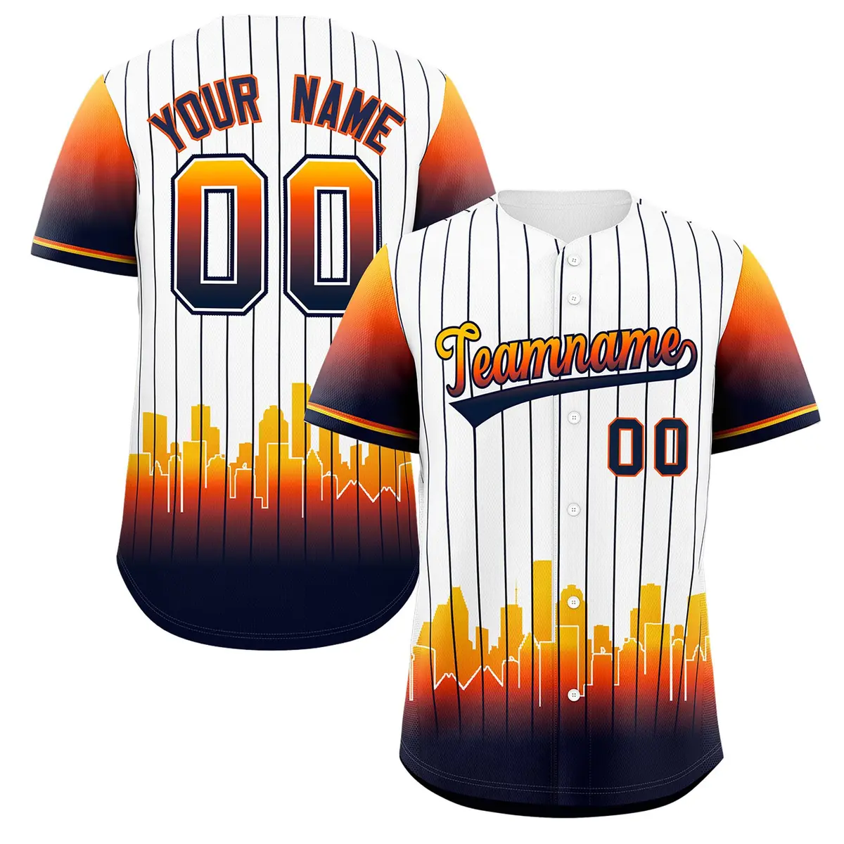 White Houston City Silhouette Baseball Jersey