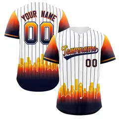 White Houston City Silhouette Baseball Jersey 1