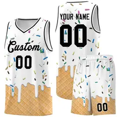 White Ice Cream Element Pattern Basketball Kits