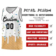 White Ice Cream Element Pattern Basketball Kits 2