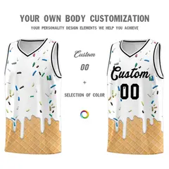 White Ice Cream Element Pattern Basketball Kits 3