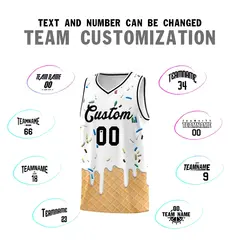 White Ice Cream Element Pattern Basketball Kits 4