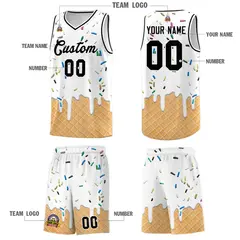 White Ice Cream Element Pattern Basketball Kits 5