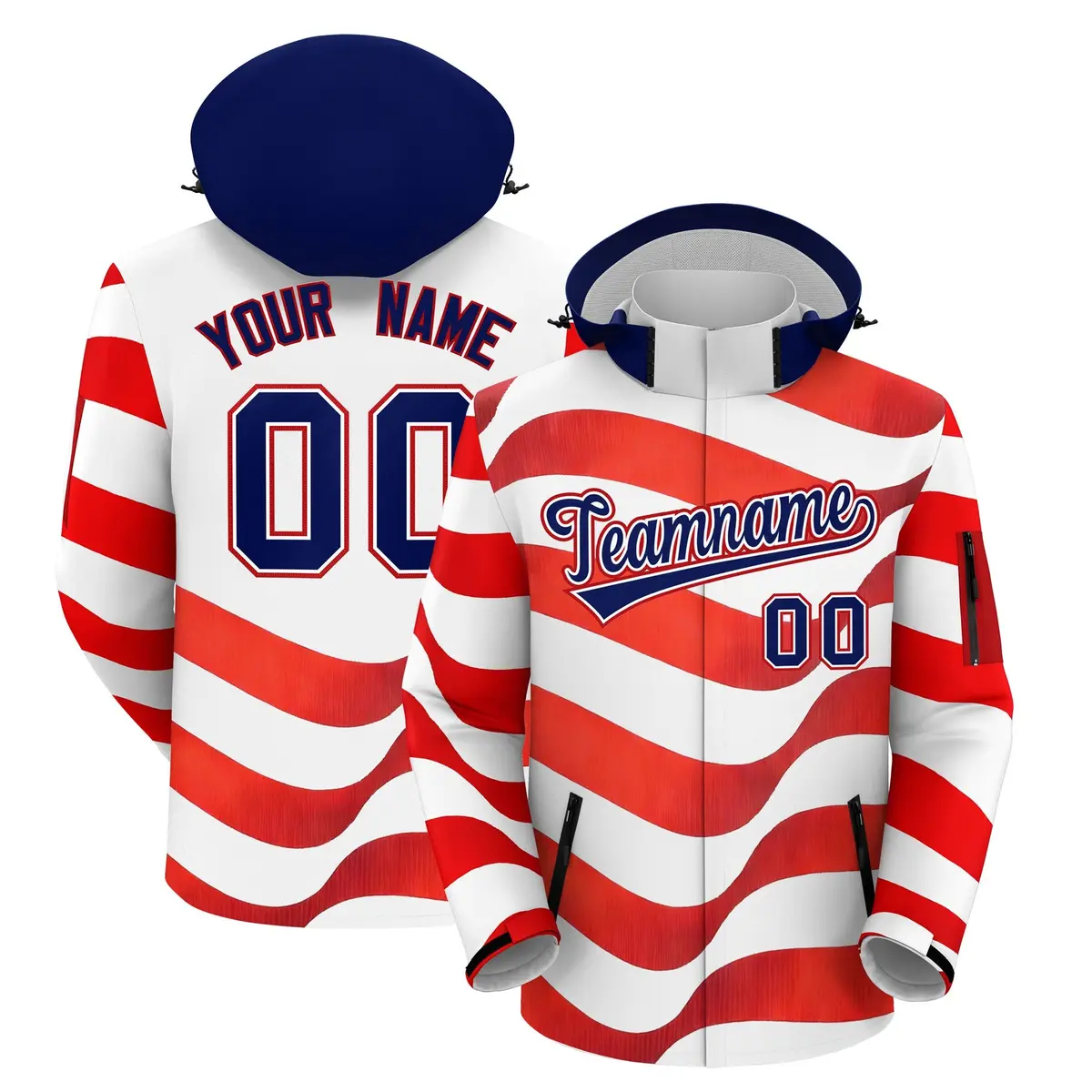 White Independence Day American Flag Waterproof Jacket