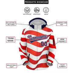 White Independence Day American Flag Waterproof Jacket 2