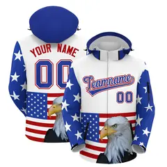 White Independence Day American Flag Waterproof Jacket