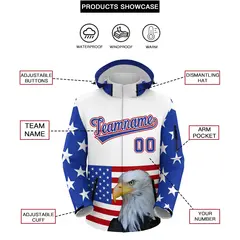 White Independence Day American Flag Waterproof Jacket 2