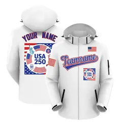 White Independence Day American Flag Waterproof Jacket