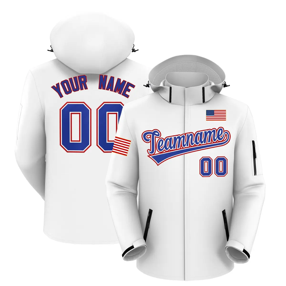 White Independence Day American Flag Waterproof Jacket