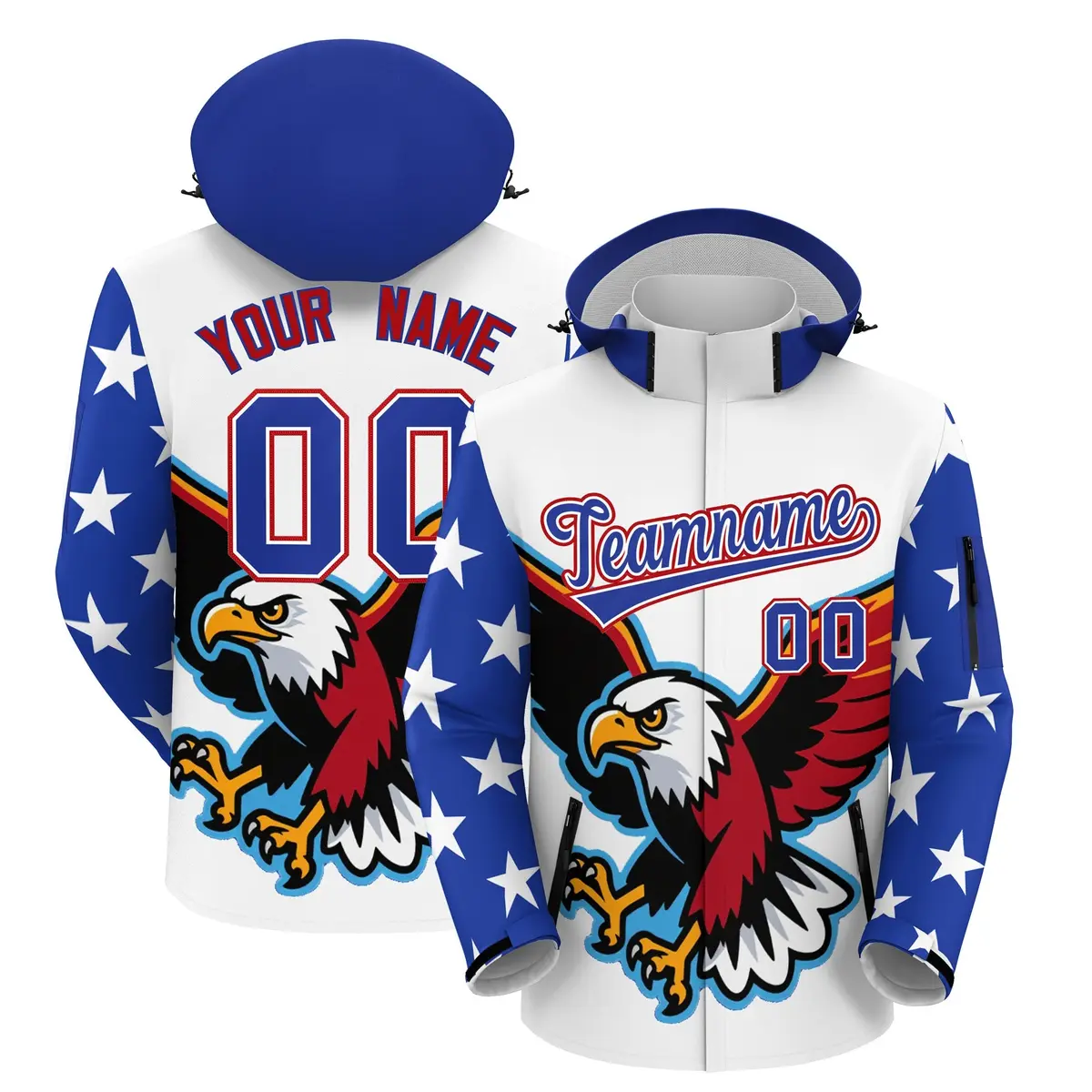 White Independence Day American Flag Waterproof Jacket