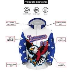 White Independence Day American Flag Waterproof Jacket 2