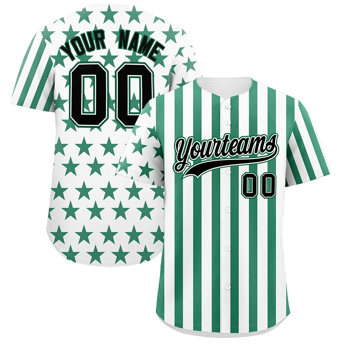 White Kelly Green American Flag Graffiti Baseball Jersey