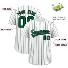 White Kelly Green and Black Bi-Color Stripes Baseball Jersey 2