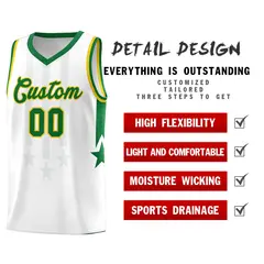 White Kelly Green and Gold Gradient Star Graffiti Basketball Jersey 2