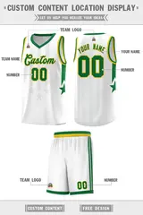 White Kelly Green and Gold Gradient Star Graffiti Basketball Jersey 5