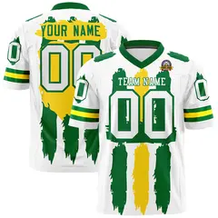 White Kelly Green and Gold Graffiti Flag Football Jersey 1