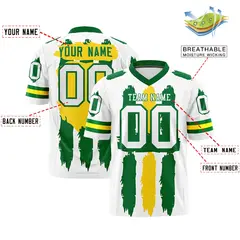 White Kelly Green and Gold Graffiti Flag Football Jersey 2