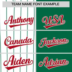 White Kelly Green and Red Pinstripe Raglan Baseball Jersey 3