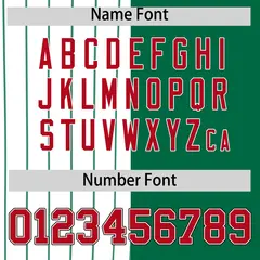 White Kelly Green and Red Pinstripe Raglan Baseball Jersey 4
