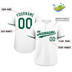 White Kelly Green Authentic Classic Baseball Jersey 2