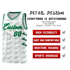 White Kelly Green Bat Pattern Halloween Basketball Jersey 2