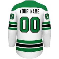 White Kelly Green Black Classic Lace-Up Neck Hockey Jersey 7