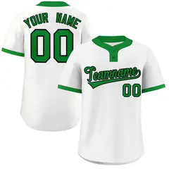 White Kelly Green Black Classic Two-Button Softball Jersey
