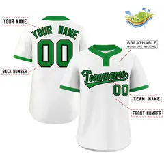 White Kelly Green Black Classic Two-Button Softball Jersey 2