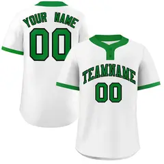 White Kelly Green Black Classic Two-Button Softball Jersey 1