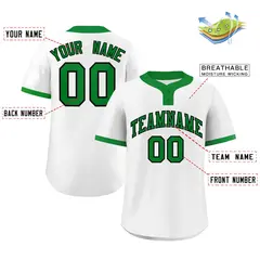 White Kelly Green Black Classic Two-Button Softball Jersey 2