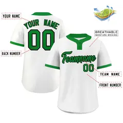 White Kelly Green Black Classic Two-Button Softball Jersey 2