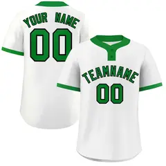 White Kelly Green Black Classic Two-Button Softball Jersey