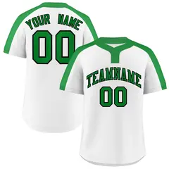 White Kelly Green Black Classic Two-Button Softball Jersey