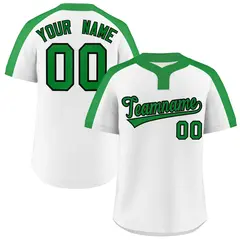 White Kelly Green Black Classic Two-Button Softball Jersey