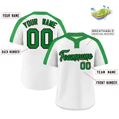 White Kelly Green Black Classic Two-Button Softball Jersey 2
