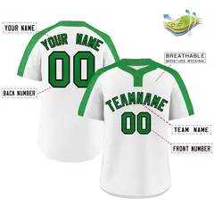 White Kelly Green Black Classic Two-Button Softball Jersey 2