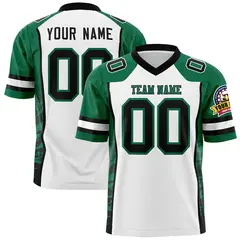 White Kelly Green-Black Raglan Side Pattern Football Jersey 1