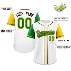 White Kelly Green-Black Raglan Sleeves Baseball Jersey 2