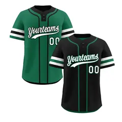 White Kelly Green Black Reversible Two-Button Baseball Jersey