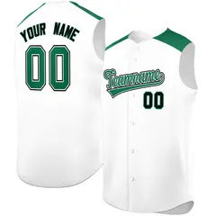 White Kelly Green Classic Sleeveless Baseball Jersey 1