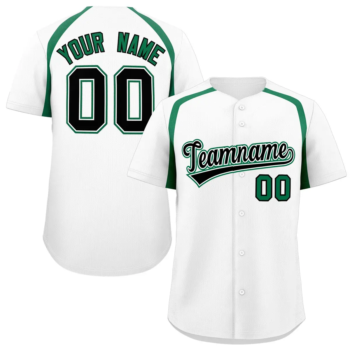 White Kelly Green Color Block Authentic Baseball Jersey