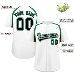 White Kelly Green Color Block Authentic Baseball Jersey 2