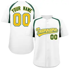 White Kelly Green Color Block Authentic Baseball Jersey