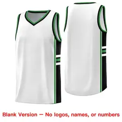 White Kelly Green Color Block Basketball Jersey 6