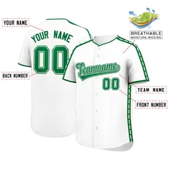 White Kelly Green Color Block Dotted Side Baseball Jersey 2