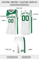 White Kelly Green Color Block Sports Basketball Jersey 2